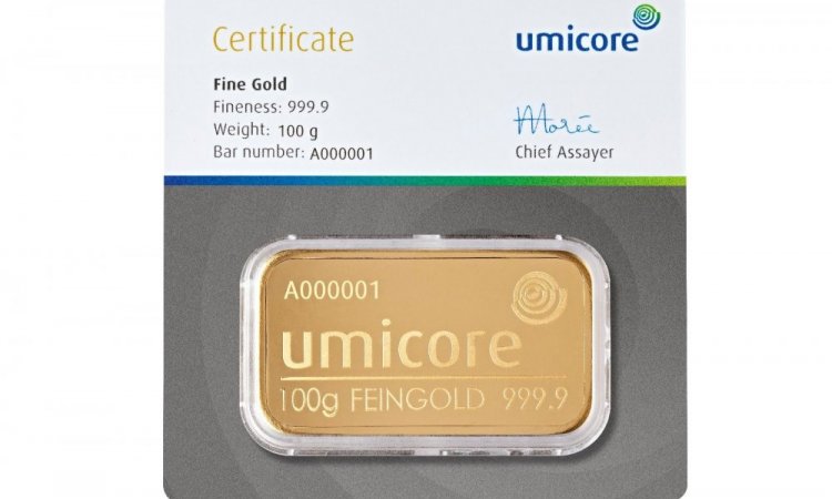 Lingot d'or 100 grammes - Umicore